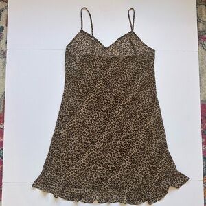 Animal Print Slip Dress Sheer Valerie Steven’s Size Large Y2K